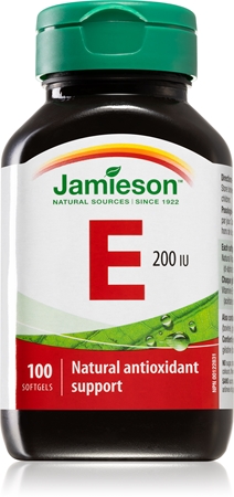 Jamieson Vitamín E 200 IU doplněk stravy pro podporu ochrany buněk před oxidativním stresem