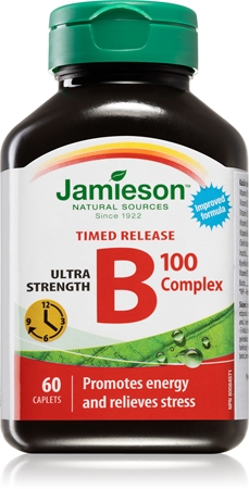 Jamieson B-complex with gradual release 100 mg Tabletten für eine normale Funktion des Nervensystems und eine schöne Haut