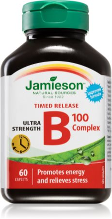 Jamieson B-komplex s postupným uvolňováním 100 mg tablety pro normální činnost nervové soustavy a krásnou pleť