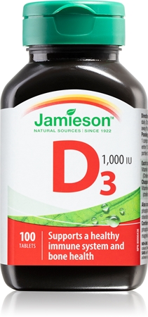 Jamieson Vitamín D3 1000 IU výživový doplnok na podporu zdravia kostí a zubov