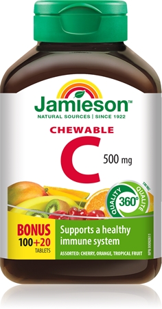 Jamieson C Chewables 500 mg comprimés à sucer pour renforcer l’immunité