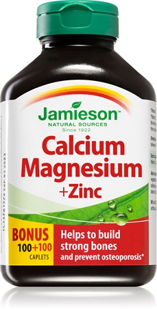 Jamieson Calcium Magnesium + Zinc tablety pro podporu zdraví kostí a zubů
