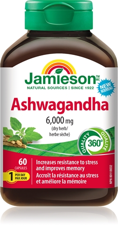 Jamieson Ashwagandha capsules pour le confort psychologique