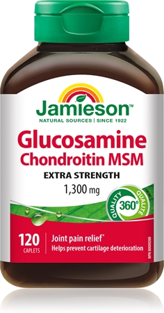 Jamieson Glukosamin Chondroitin MSM 1300 mg pastilles pour assurer un complément alimentaire aux os et articulations