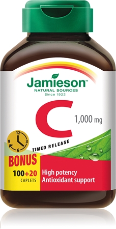 Jamieson C 1000 mg Timed release pastilles pour soutenir le système immunitaire, prendre soin de la peau et des ongles