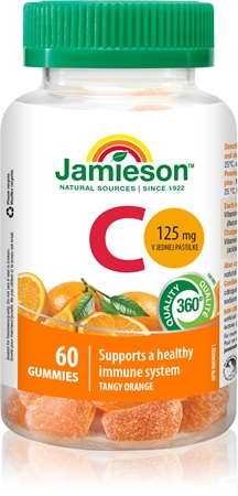 Jamieson C Gummies 125 mg capsules molles à mâcher pour renforcer le système immunitaire, retrouver une belle peau, de beaux ongles et des dents en bonne santé