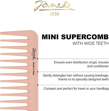 Janeke Mini Supercomb With Wide Teeth Comb för alla hårtyper