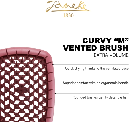 Janeke Curvy "M" Vented Brush Flache Bürste für thermische Umformung von Haaren