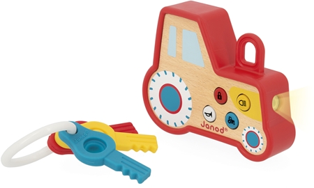 Janod Sound and Light Tractor Keychain Activity Spielzeug aus Holz