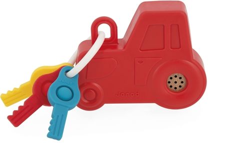 Janod Sound and Light Tractor Keychain Activity Spielzeug aus Holz