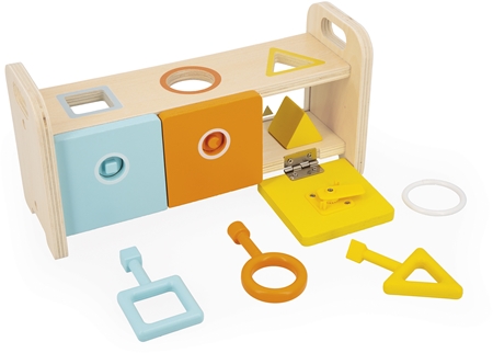 Janod Shape Sorter Box with Keys Activity Steckspielzeug