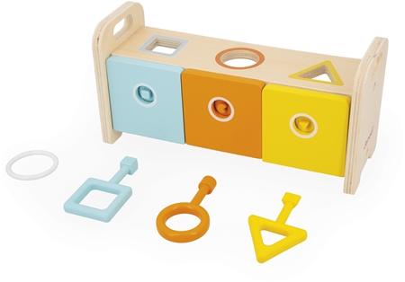 Janod Shape Sorter Box with Keys Activity Steckspielzeug