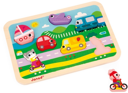 Janod Chunky Puzzle Vehicles Activity Steckspielzeug