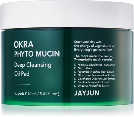 Jayjun Okra Phyto Mucin discos para desmaquilhagem com óleos essenciais