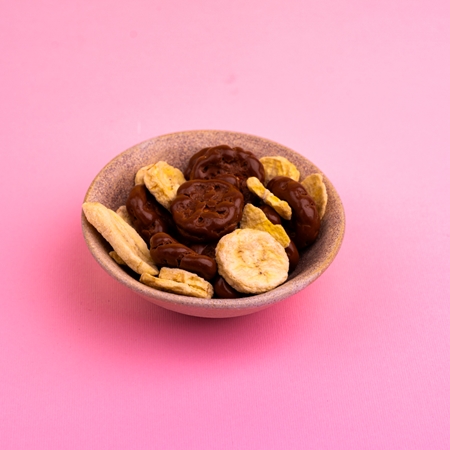 Mandimu Gefriergetrocknete Bananenscheiben in Schokolade 200 g gefriergetrocknete Früchte mit Schokolade