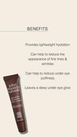 John Masters Organics Buckwheat & Green Microalgae Eye Serum zpevňující oční sérum proti vráskám, otokům a tmavým kruhům