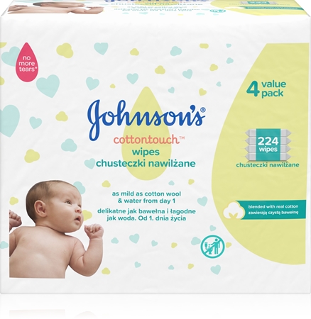 Johnson's® Cottontouch dětské jemné vlhčené ubrousky