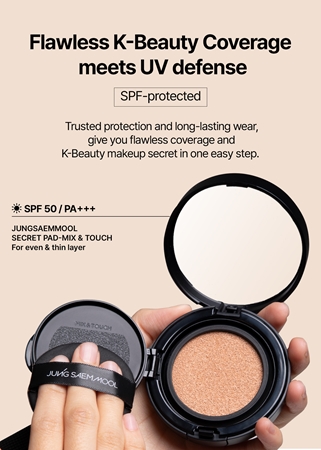JUNG SAEM MOOL Essential Skin Nuder Cushion rozjasňující make-up pro přirozený vzhled SPF 50+