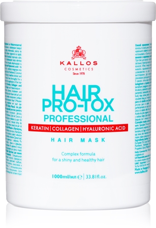 Kallos Hair Pro-Tox Mask for Fine and Damaged Hair with coconut oil, hyaluronic acid and collagen