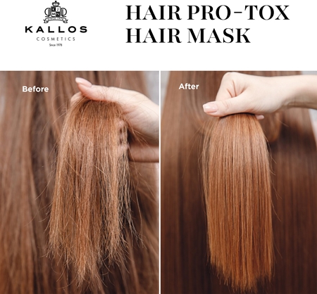 Kallos Hair Pro-Tox Mask for Fine and Damaged Hair with coconut oil, hyaluronic acid and collagen