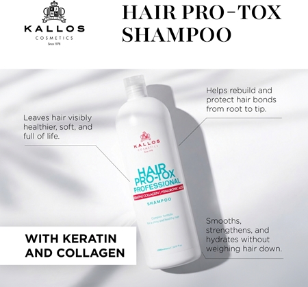 Kallos Hair Pro-Tox shampoo with keratin for dry and damaged hair