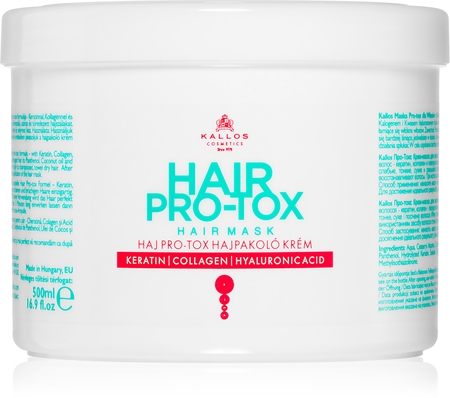 Kallos Hair Pro-Tox kaukė ploniems ir pažeistiems plaukams su kokosų aliejumi, hialurono rūgštimi ir kolagenu