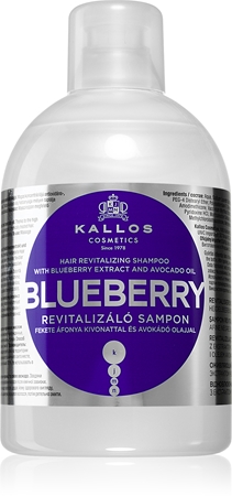 Kallos Blueberry champú reparador para cabello seco, dañado y químicamente tratado