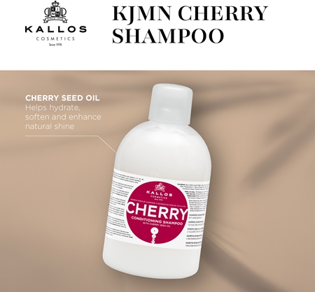 Kallos KJMN Professional Cherry shampoing hydratant pour cheveux secs et abîmés