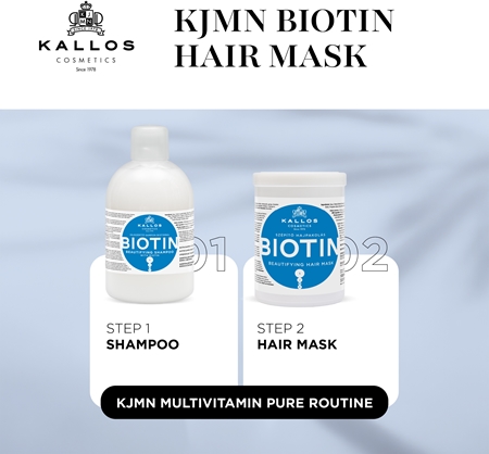 Kallos KJMN Professional Biotin Hair Mask for Fine and Weak Hair Prone to Breakage