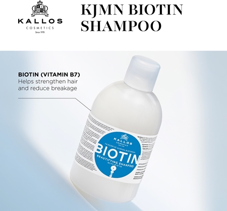 Kallos Biotin shampoing pour cheveux fins, faibles et cassants