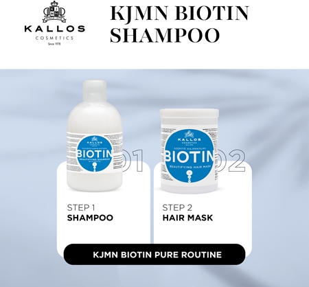 Kallos Biotin shampoing pour cheveux fins, faibles et cassants