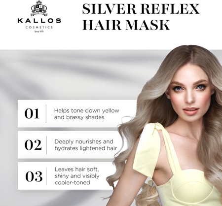 Kallos Coloring Hair Mask Silver Reflex Hair Mask neutralising yellow tones