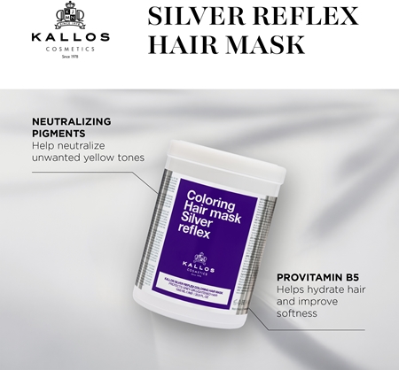 Kallos Coloring Hair Mask Silver Reflex Hair Mask neutralising yellow tones