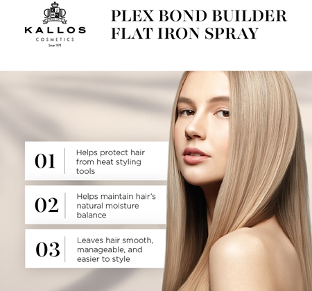 Kallos Plex Flat Iron Spray Heat Protection Hairspray for Use with Flat Irons and Curling Irons for damaged, chemically-treated hair