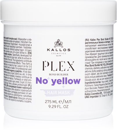 Kallos Plex No Yellow Haarmasker neutraliseert gele Tinten