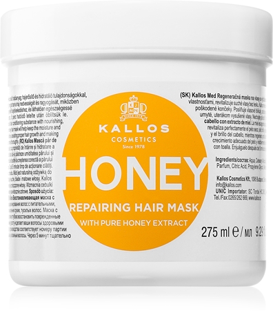 Kallos KJMN Professional Honey masque hydratant intense pour cheveux secs et abîmés
