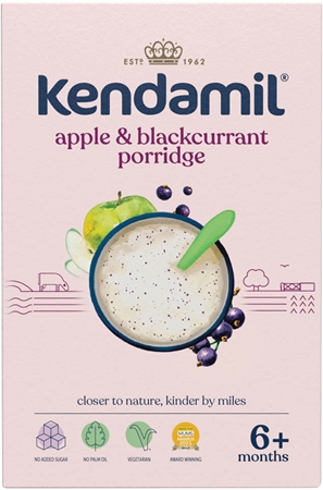 Kendamil Apple & Blackcurrant Porridge milk-based porridge with blackcurrant and apple