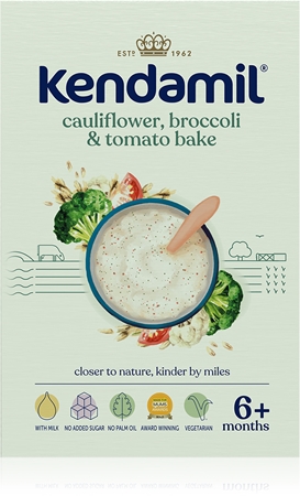Kendamil Cauliflower, Broccoli & Tomato Bake mléčná kaše s brokolici, květákem a rajčaty