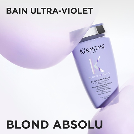 Kérastase Blond Absolu Bain Ultra-Violet shampoo per capelli per capelli schiariti, con meches biondo freddo