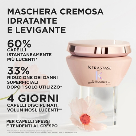 Kérastase Gloss Absolu Masque Créme Hydra-Glaze maschera per capelli per capelli ribelli e crespi