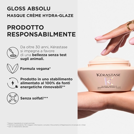 Kérastase Gloss Absolu Masque Créme Hydra-Glaze maschera per capelli per capelli ribelli e crespi