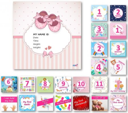 KidPro Milestone Cards Baby Girl carduri de referință