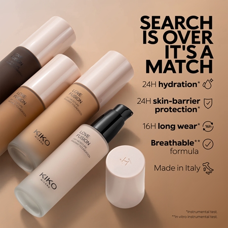 KIKO Milano Love Fusion 24H Moisture Radiant Foundation Langanhaltende cremige Make-up mit feuchtigkeitsspendender Wirkung