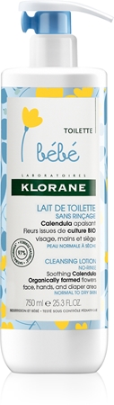 Klorane Bébé Calendula öblítést nem igénylő tisztító tej normál és száraz bőrre