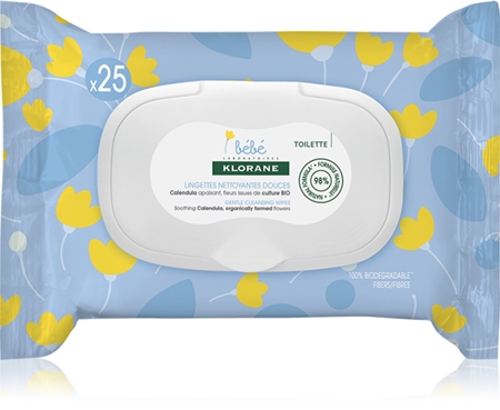 Klorane Bébé Calendula Gentle Cleansing Wipes nježne maramice za čišćenje za djecu od rođenja
