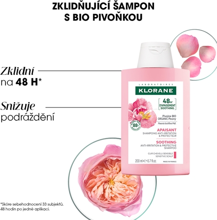 Klorane Pivoňka Soothing Sensitive Hair Scalp Shampoo šampon pro citlivou pokožku hlavy