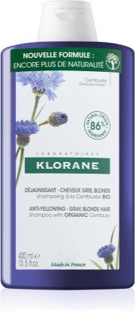 Klorane Cornflower Organic Shampoo neutralisiert gelbe Verfärbungen
