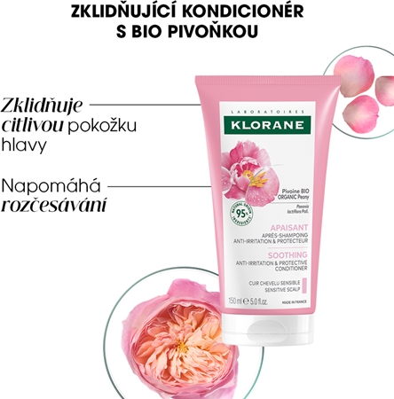 Klorane Pivoňka Soothing Sensitive Hair Scalp Conditioner balzám na vlasy pro citlivou pokožku hlavy