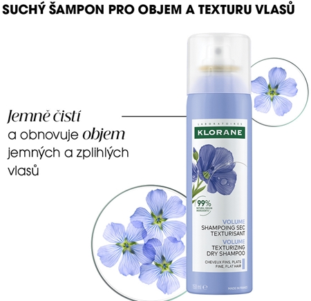 Klorane Len suchý šampon pro jemné a zplihlé vlasy