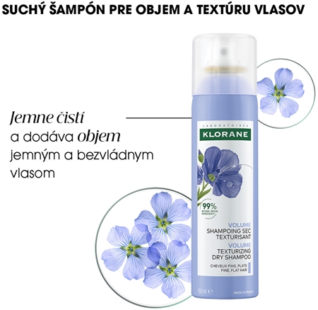Klorane Flax Fiber suchý šampón pre jemné vlasy bez objemu